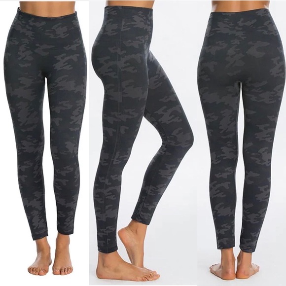 SPANX Look at Me Now Seamless High Waisted Leggings Black Camo Camouflage XL - Picture 8 of 16